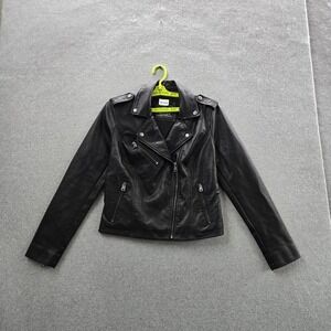 Levi's Women Jacket S Black Moto Jacket Biker Zipper Button
